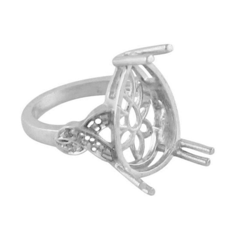 Semi Mount Pear 11.75X19MM Cocktail Engagement Ring 925 Sterling Silver