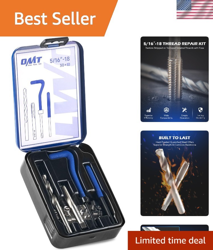 Portable Helicoil Thread Repair Kit 5/16"-18 – High-Speed Steel Tools & Inserts