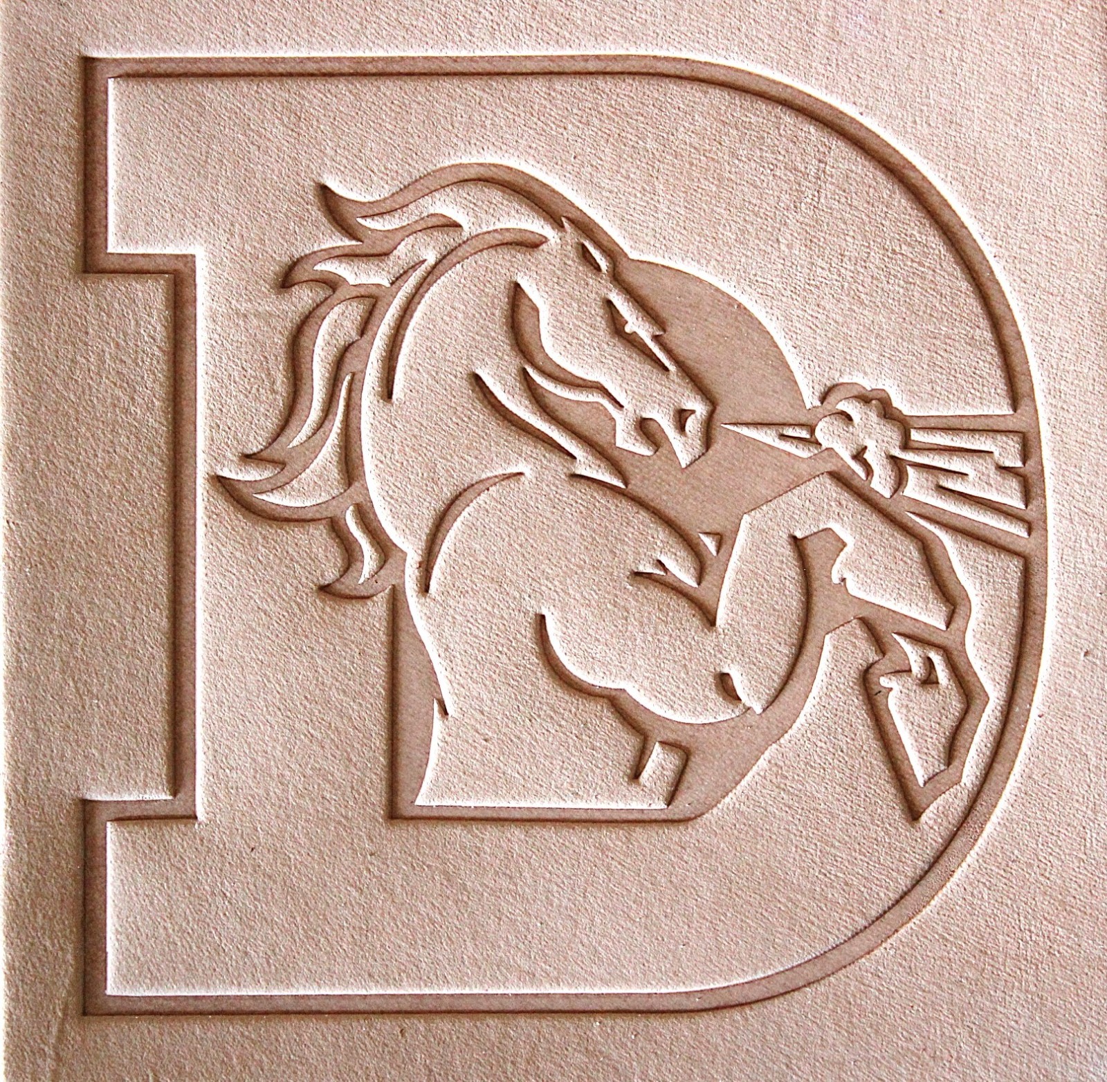 ACRYLIC Leather Embossing Stamp BRONCOS D - OLD SCHOOL for Veg Tanned Leather