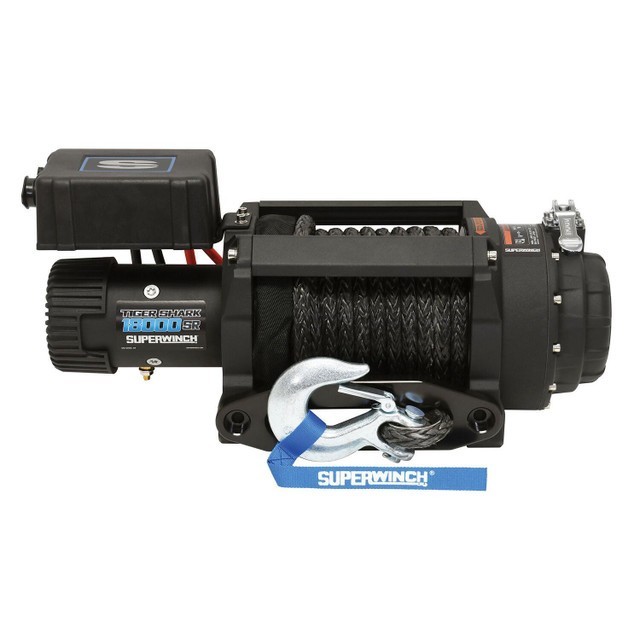 Superwinch 1518001 Tiger Shark 18000SR 12V DC Winch 18,000lb/8165kg Synthetic SR