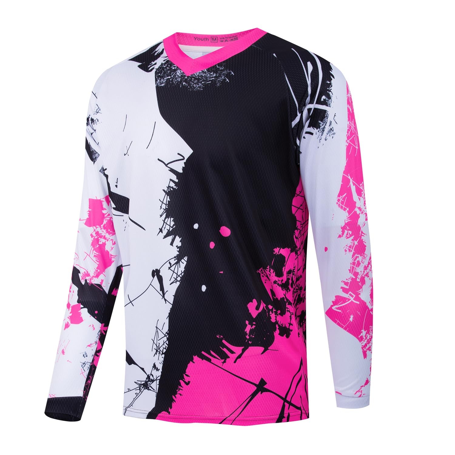 Kids MTB Cycling Jersey Shirt for Ages 412  Hot Pink Racewear Design