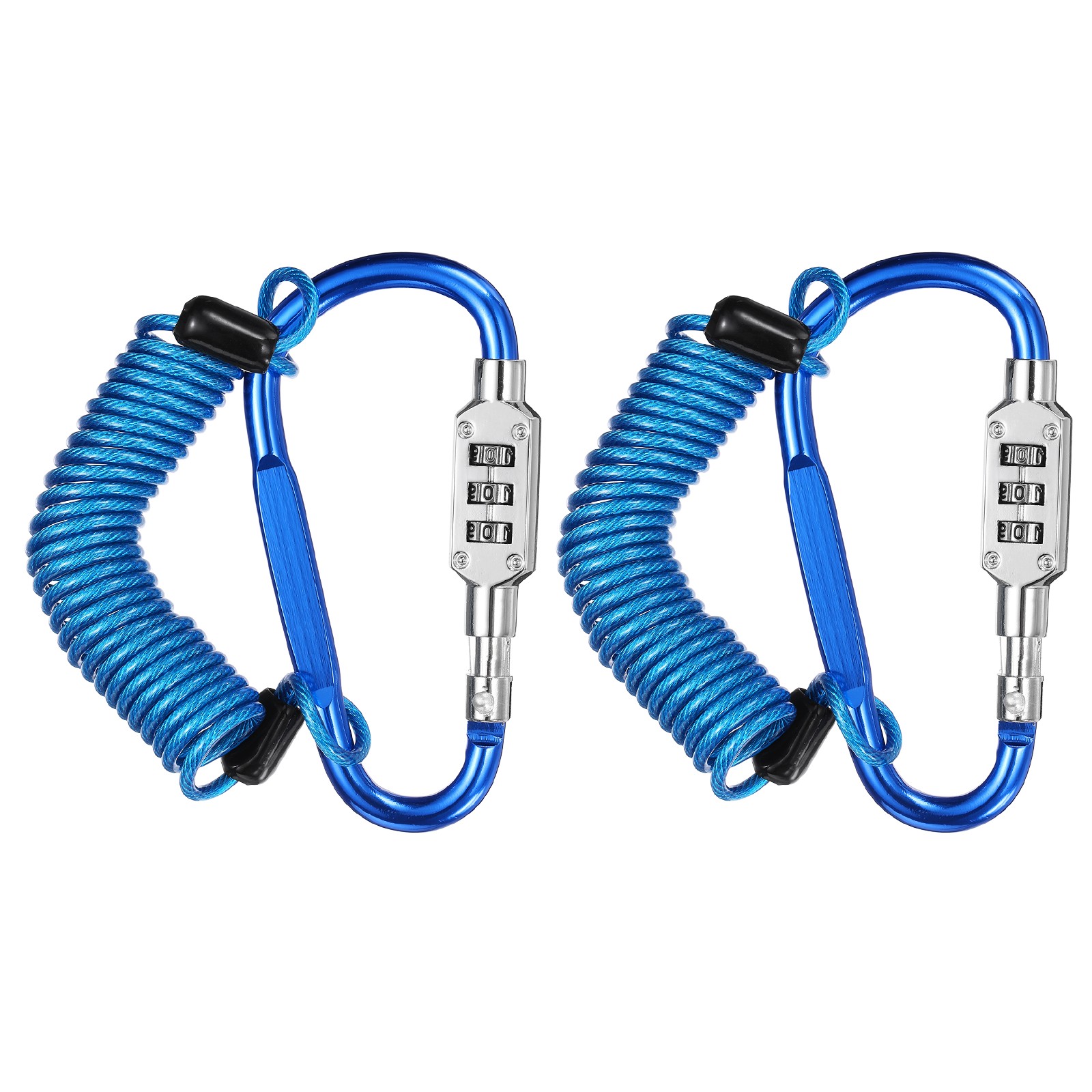 2 Set 4.9Ft Cable Lock Steel Safety Cable with 3.8" Combination Lock Blue