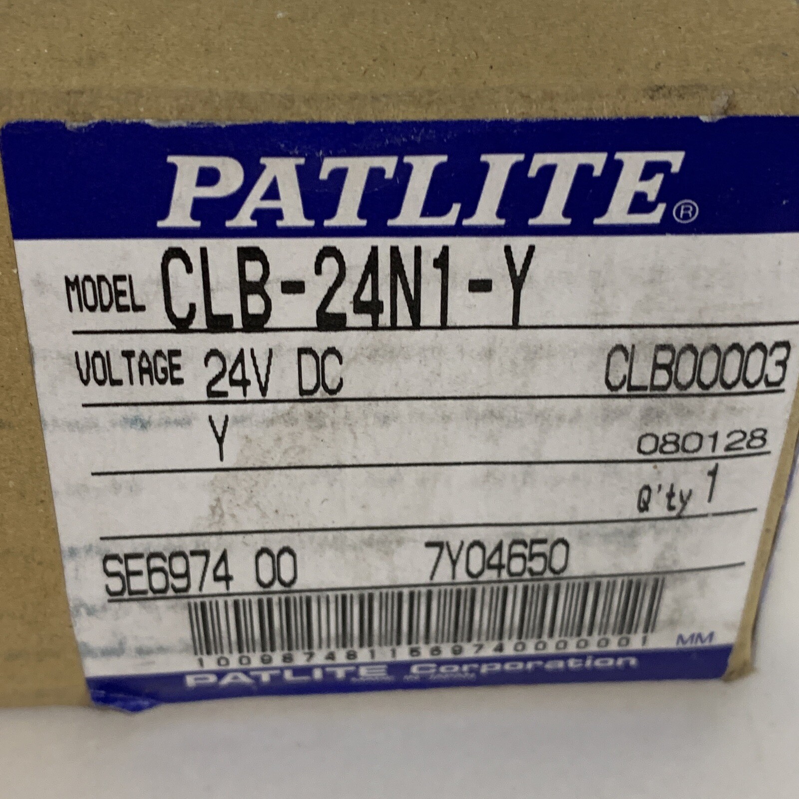 PATLITE LED WORK LIGHT 24V DC - CLB-24N1-Y - NEW OPEN BOX
