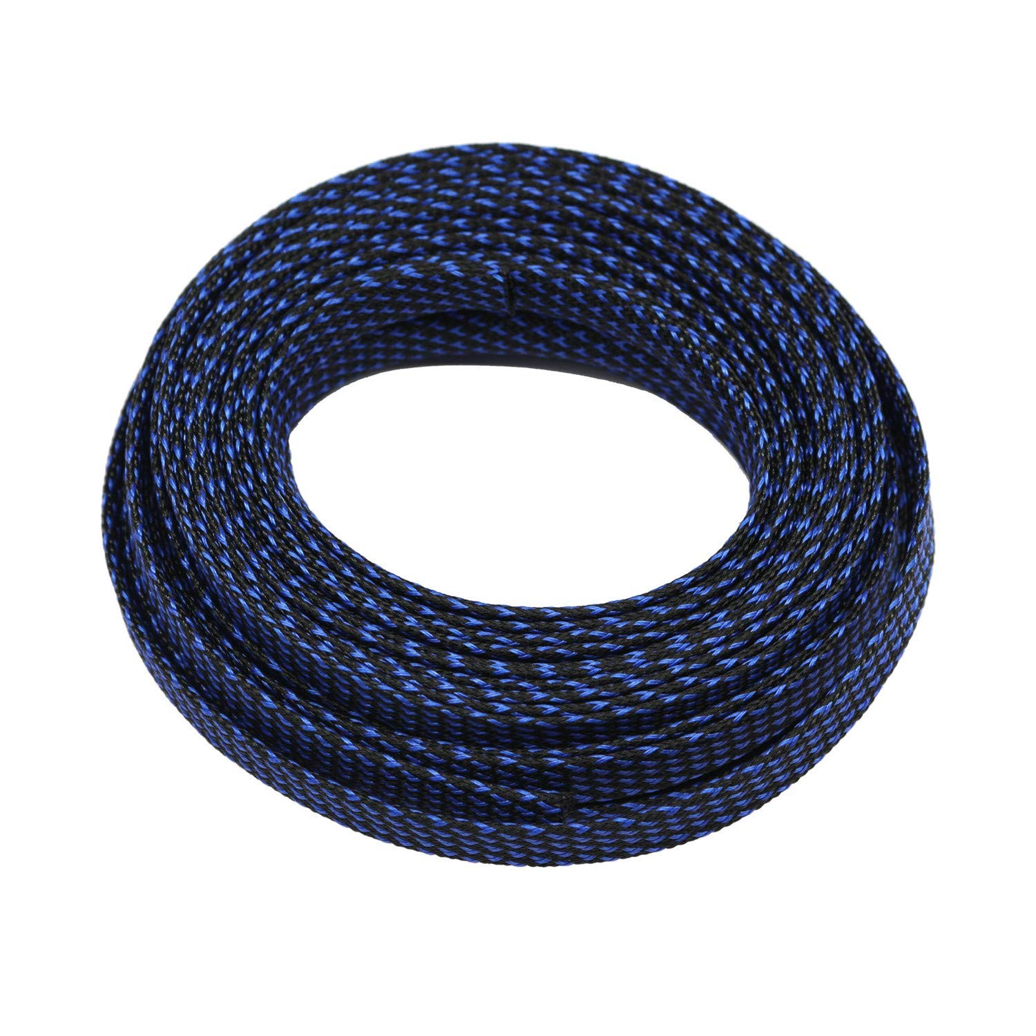 30ft PET Expandable Sleeving Wire Cable Sleeve 1/4, BlueBlack