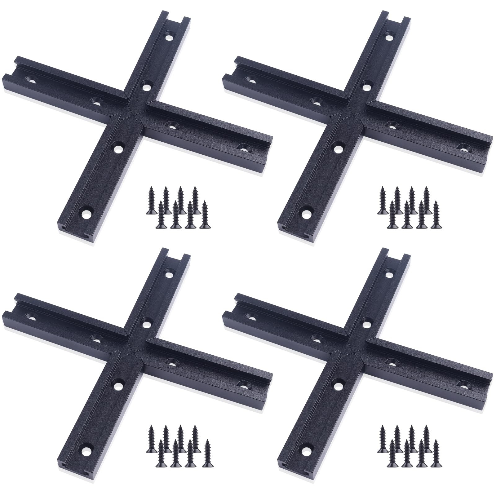 Aluminum T-Track Intersection Kit, Screws, Double Cut Profile, Woodworking