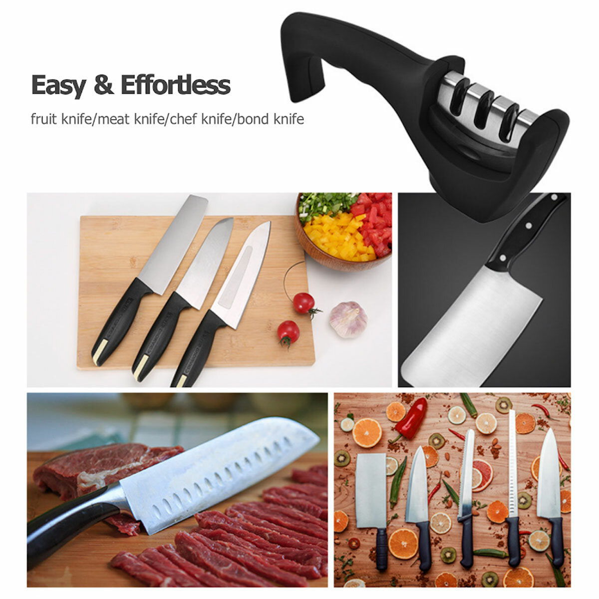 Knife Sharpener 3 Stage Professional Ceramic Tungsten Kitchen Sharpening Tool