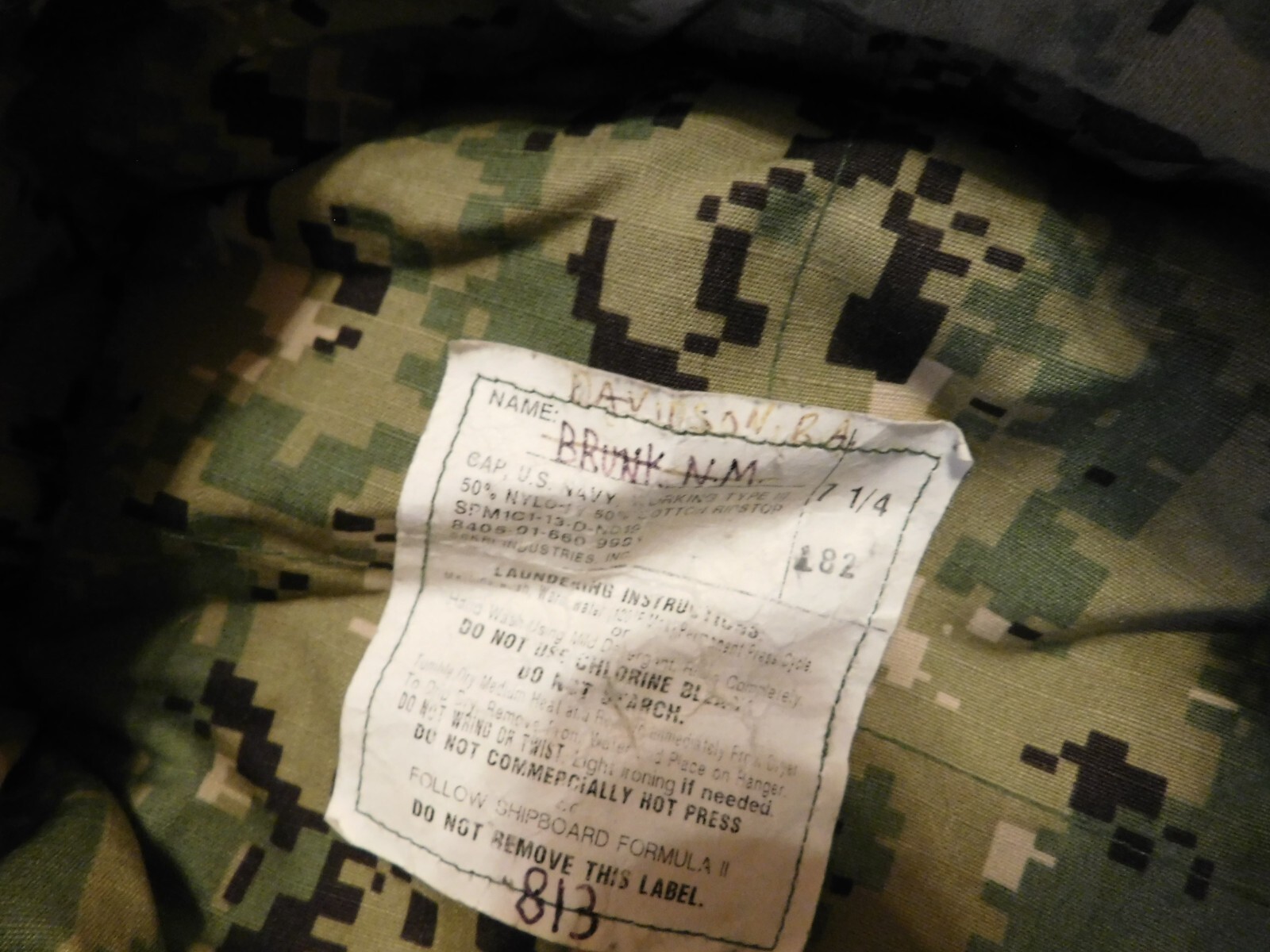 US NAVY WORKING CAP TYPE III SIZE 7 1/4