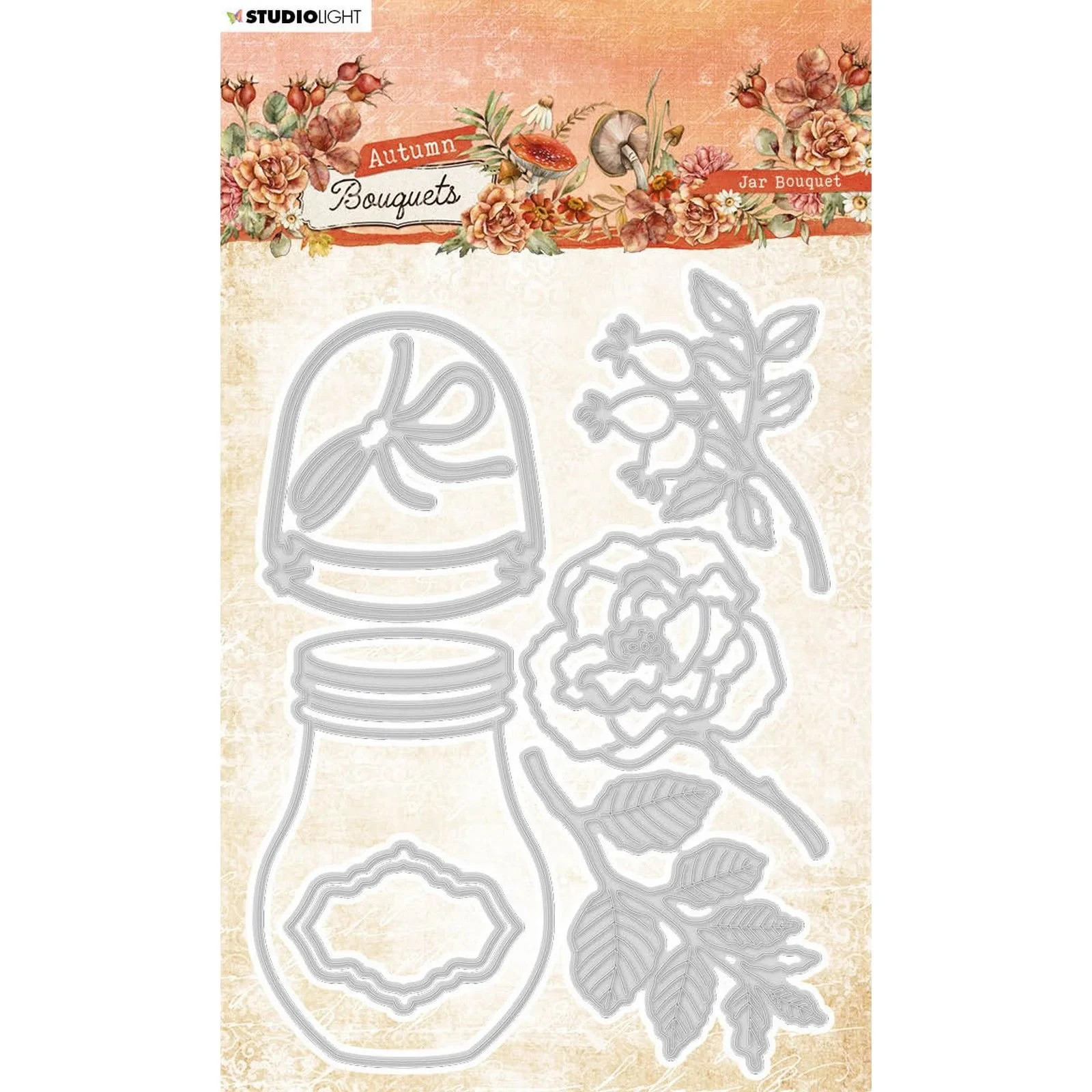 STUDIO LIGHT-  ESSENTIALS CUTTING DIES -  AUTUMN BOUQUETS - JAR BOUQUET