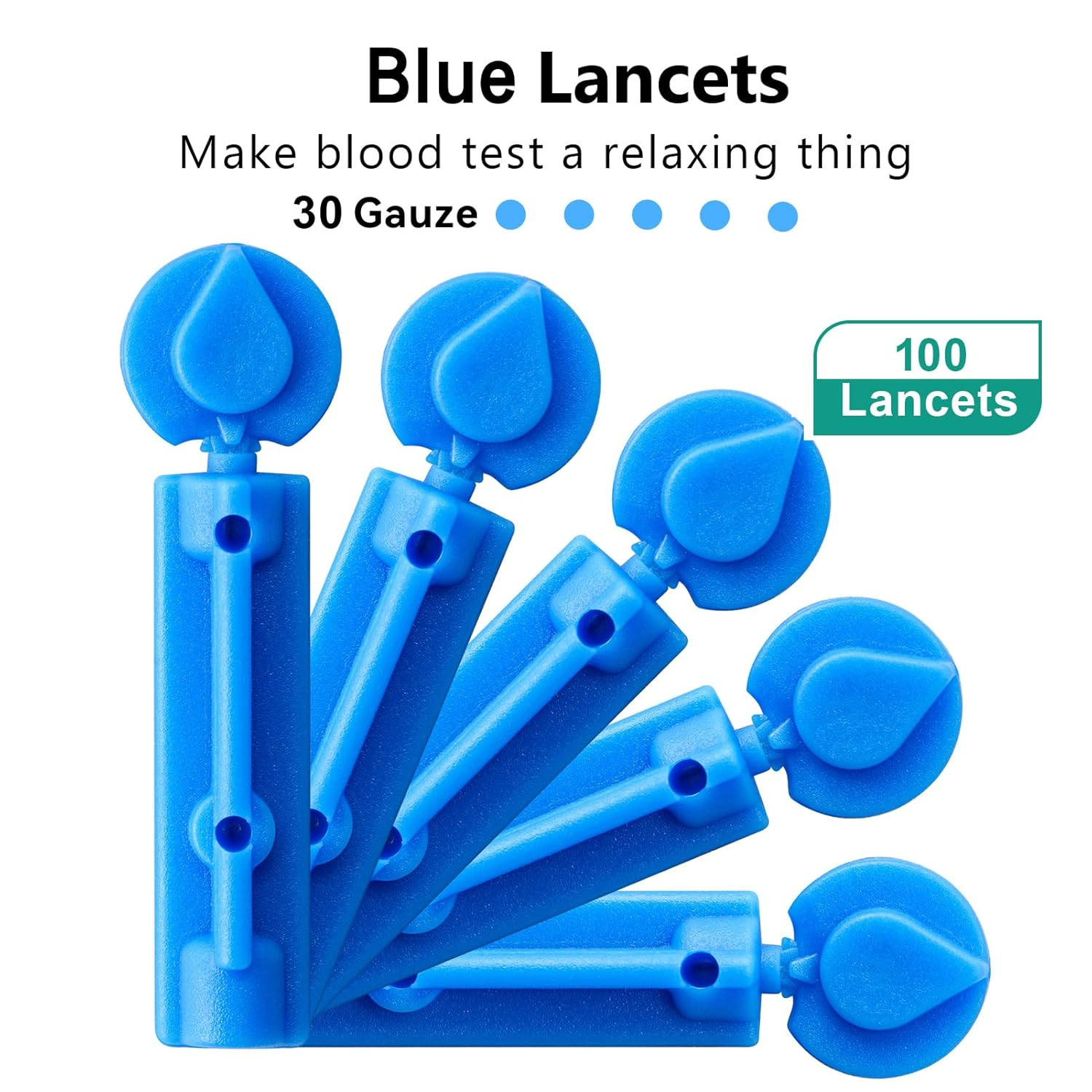 Lancing Device and 100 Lancets, Single Use, 30 Gauge Lancets, for Minimizing Pai