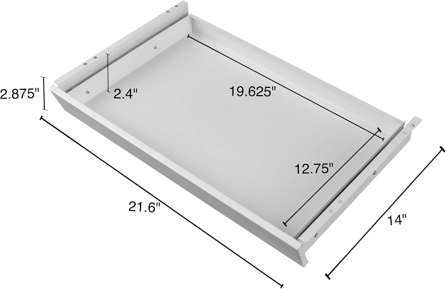 Under-Desk Sliding Drawer Organizer for Standing Desks - White