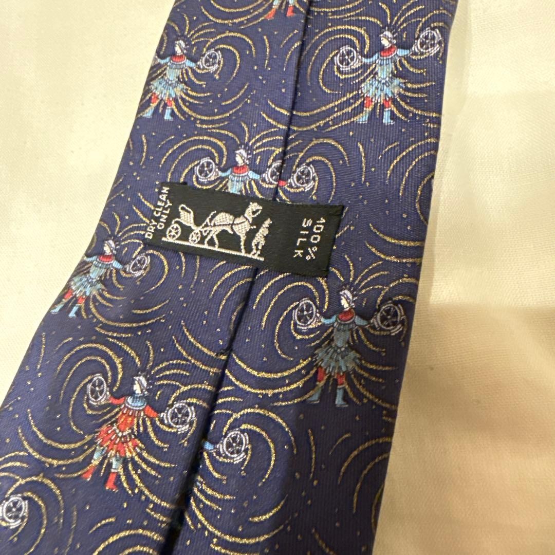 Rare HERMES Tie Octopus Pattern Navy