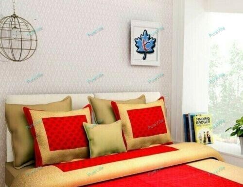 Beautiful Fabric flat Sheet  4 Kaam Gad Buti Cotton Double BedSheet With 2Pillow