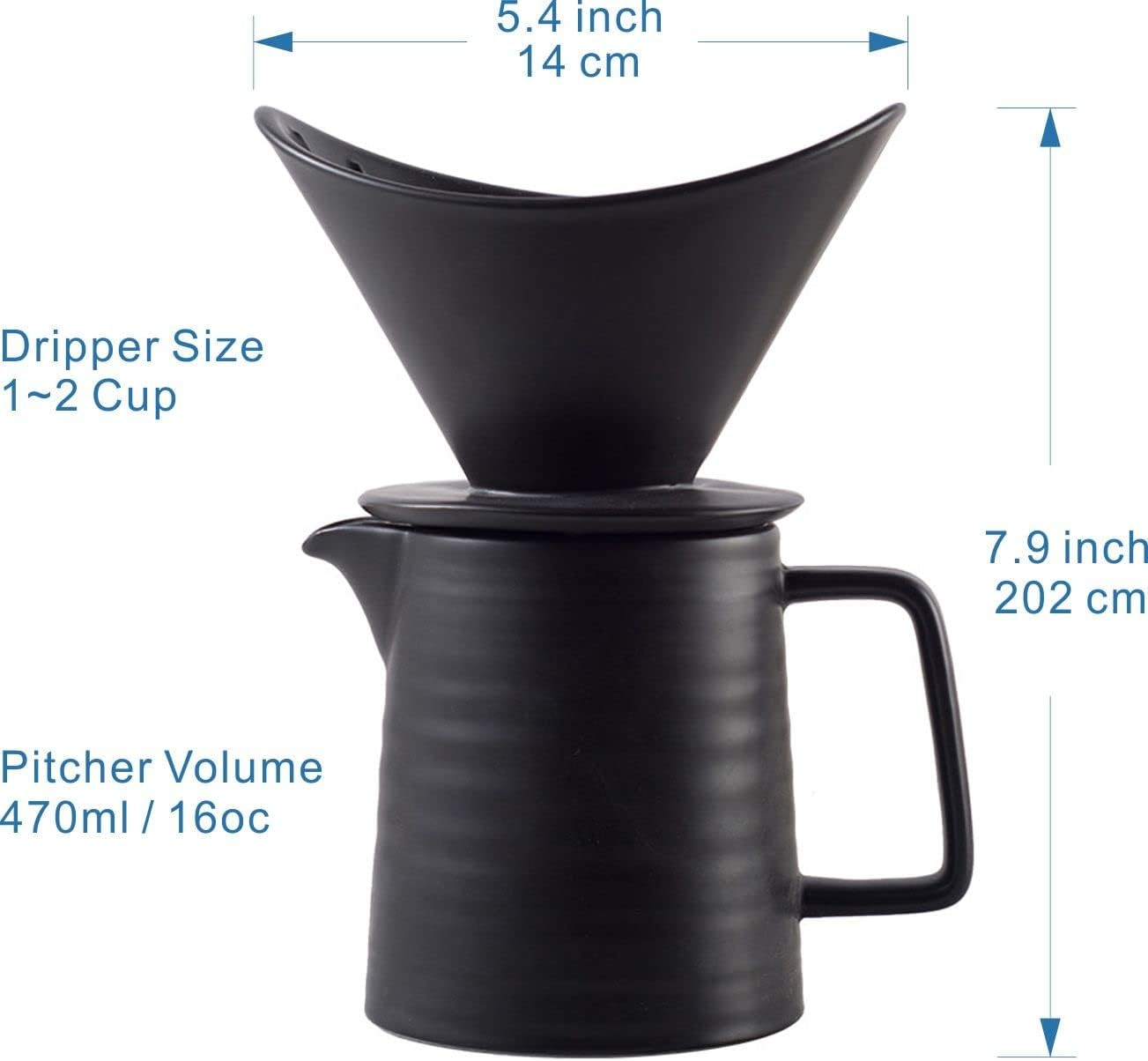 Drip coffee maker, ceramic coffee filter cup 17 oz / 500 ml,