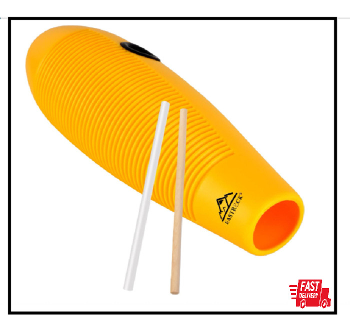 Guiro Instrument 3.9X13 Fish Shaped Latin Percussion Instrument with 2 Scraper