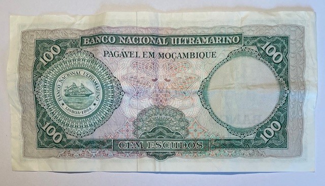 1961 Mozambique 100 Escudos Note