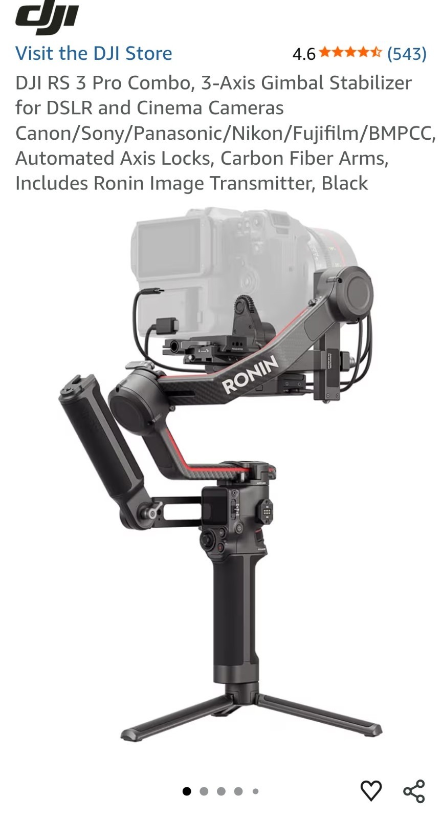 DJI RS 3 Pro 3-Axis Gimbal Stabilizer w/ Nanuk 930 Case, Extra Attachments, Batt