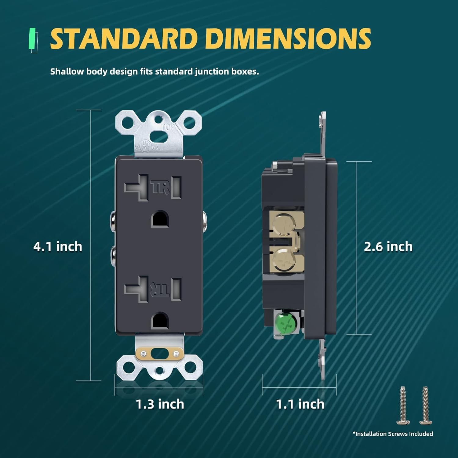 TOPELER Black Decora Electrical Wall Outlets,Tamper-Resistant Duplex Receptacle