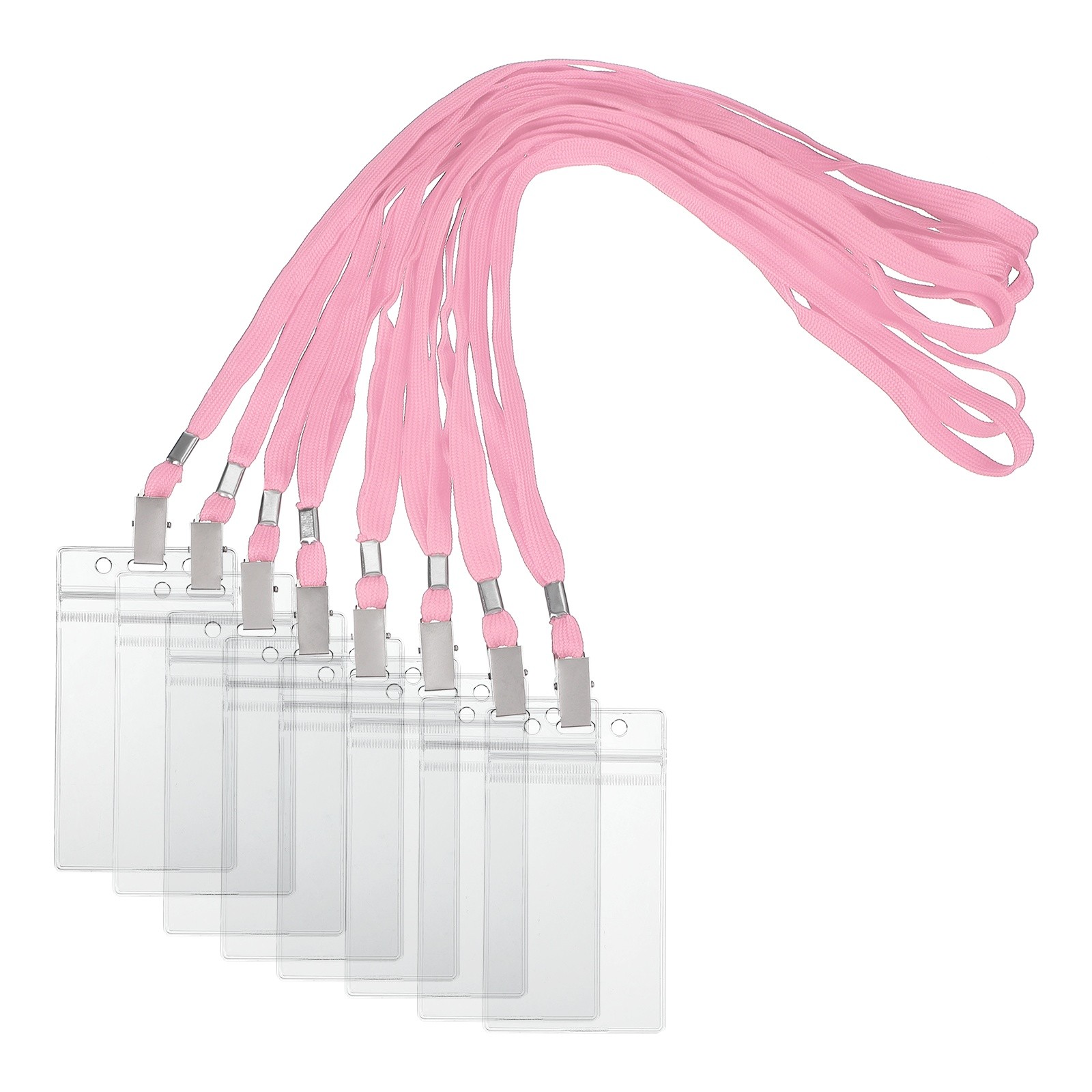 80 Set Name Tag Holders with Lanyard for Office, Pink(3x2 Inch)