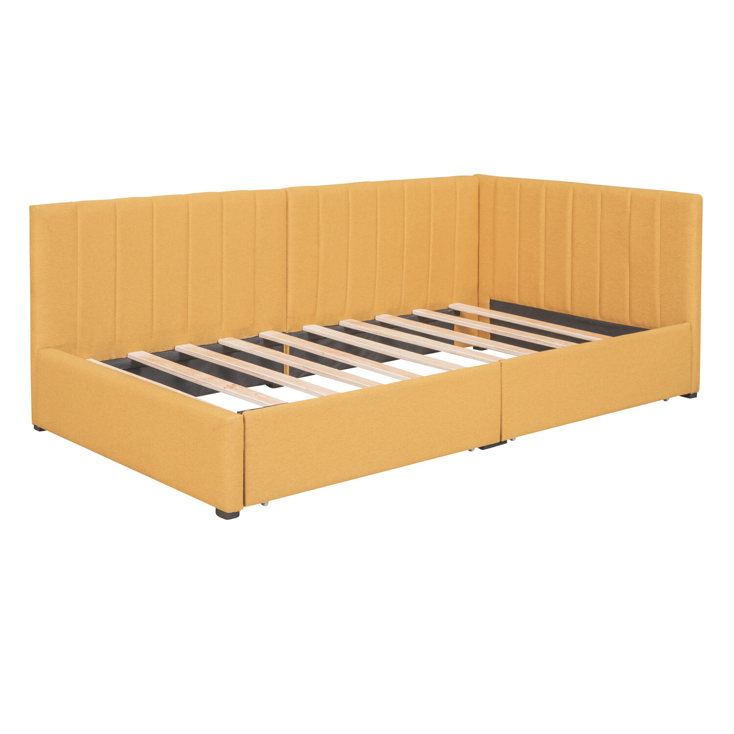 Twin Size Daybed with 2 Drawers Upholstered Bed Frame Sofa Bed w/ Storage