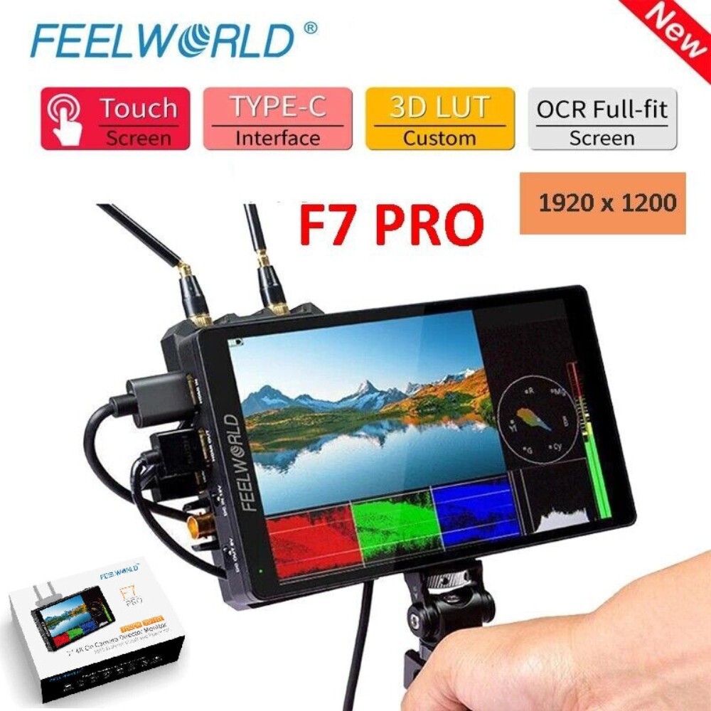 FEELWORLD F7 PRO 7" 3D LUT 4K HDMI Field Monitor Touch Screen For DSLR Cameras