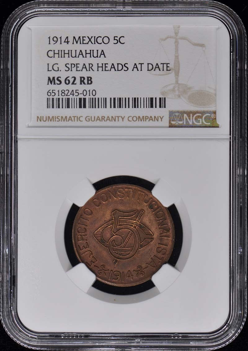 1914 MEXICO CHIHUAHUA 5C NGC MS62RB