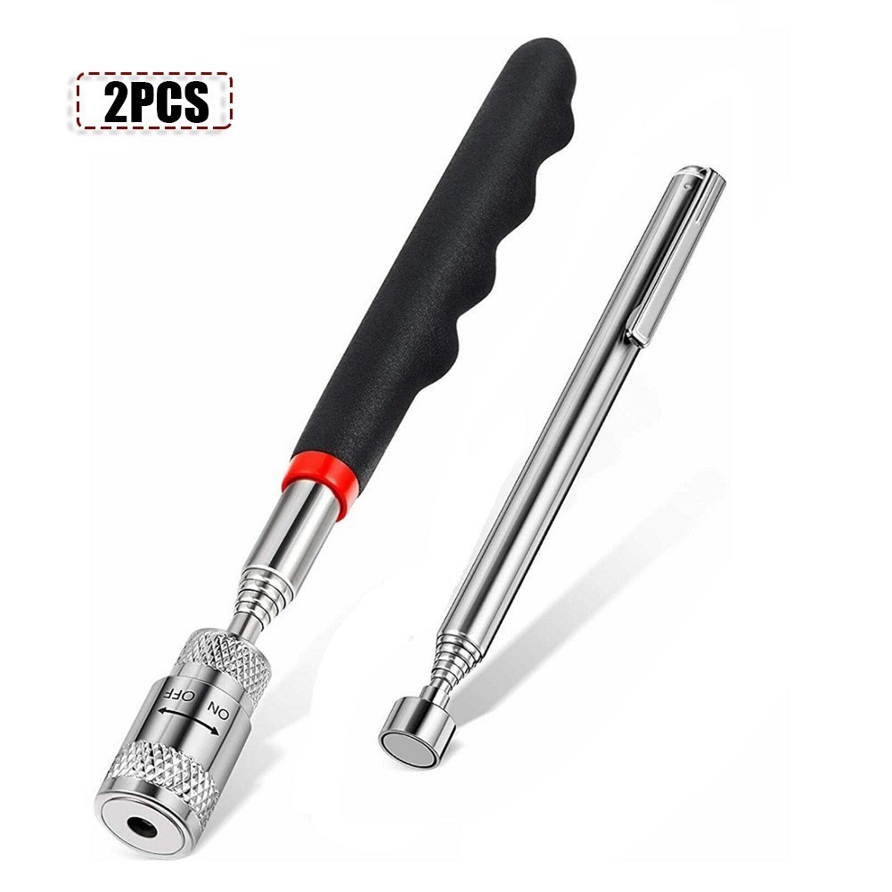1.5lb & 10lb Magnet Pickup Tool 2Pcs Metal Rod Rubber Grip Telescoping