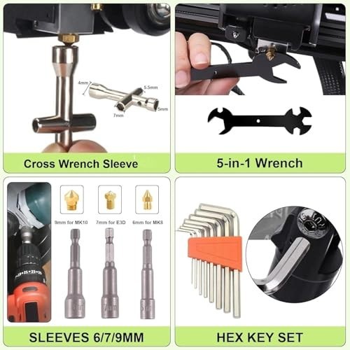 176 Pcs 3D Printing Tool Kit W/ Nozzle Cleaning Digital Caliper Deburring Set