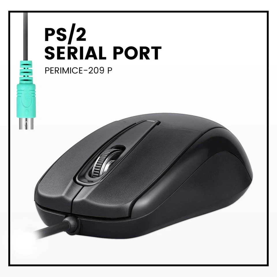 Perimice-209 P, Wired PS2 with 1000 DPI Resolution, Black, (10442)