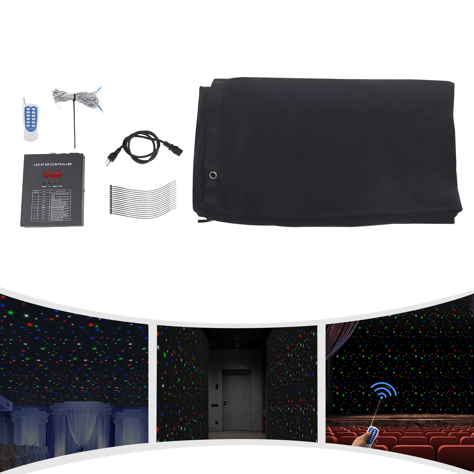 LED Stage Star Sky Background Stage Backdrop Curtain Wall Mounted & Remote 12W