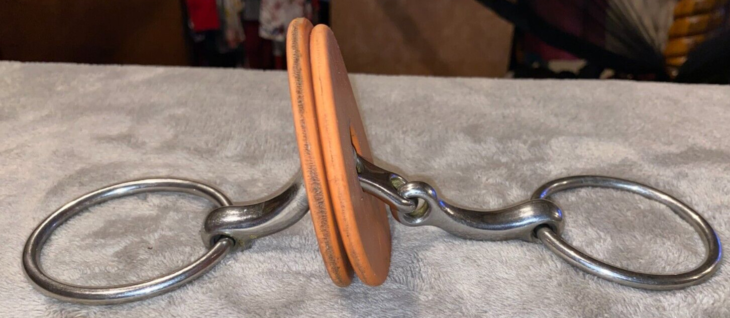 KORSTEEL 5 1/4'' LOOSE RING DOG BONE ENGLISH BIT WITH RUBBER CHEEK GUARDS