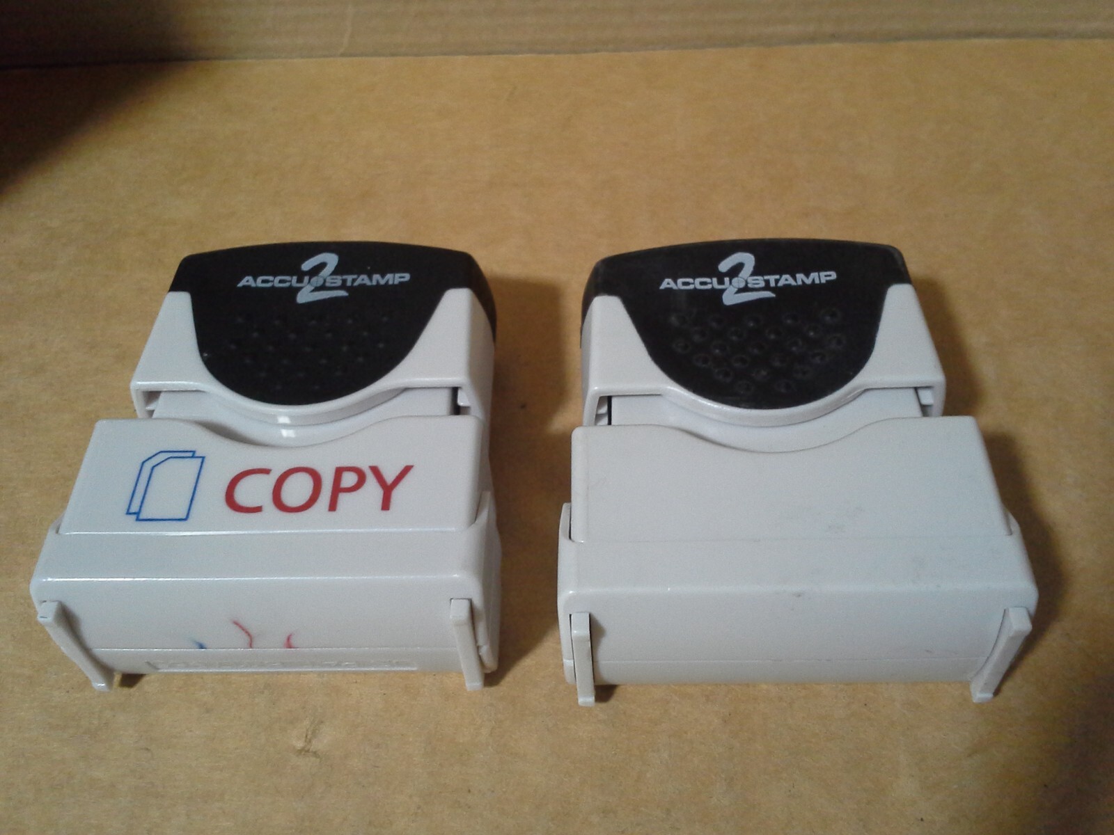 2PC. Accustamp2 Shutter Message Stamp Copy Red/Blue . Working. Both Needs ink