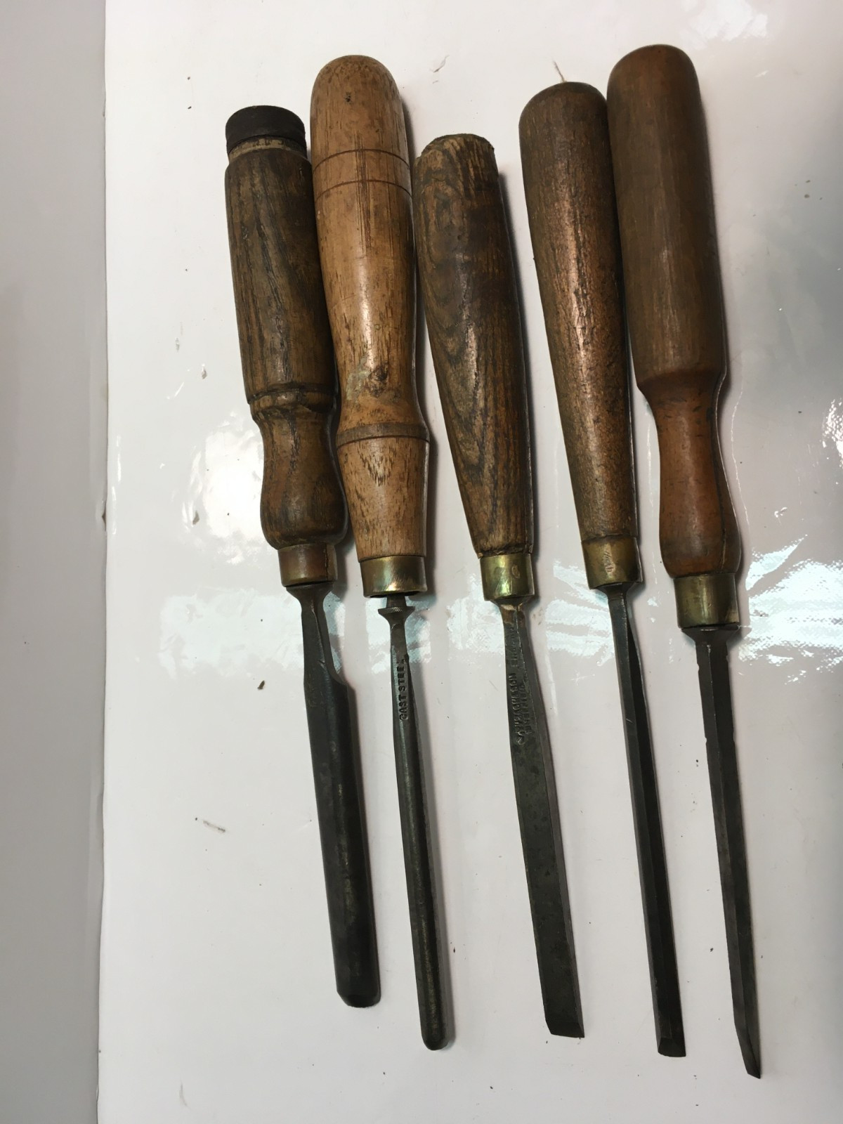5 LOT ANTIQUE ASSORTED Wood GOUGES Chisels