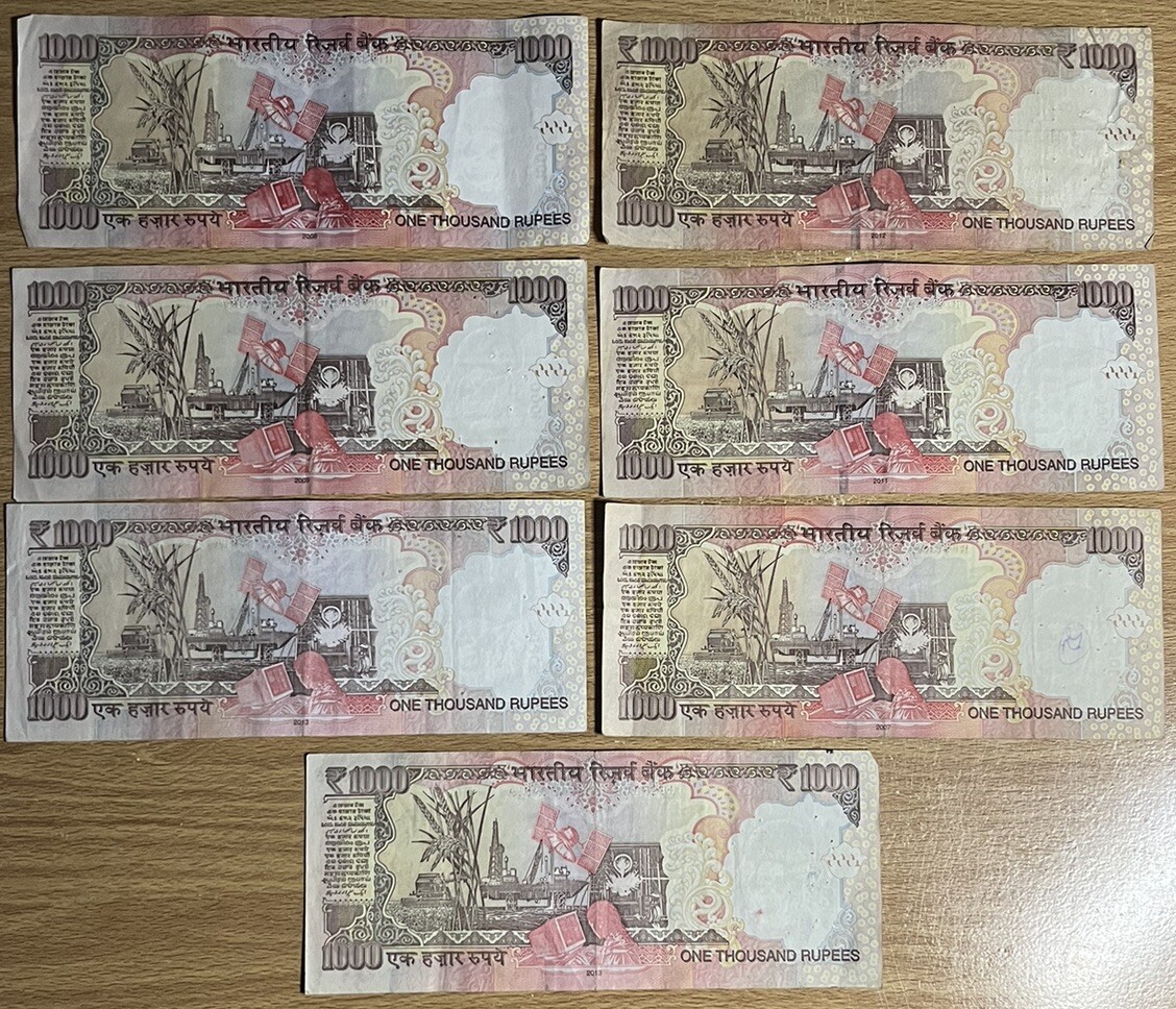 2007-2013 Lot of 1,000 Rupees India