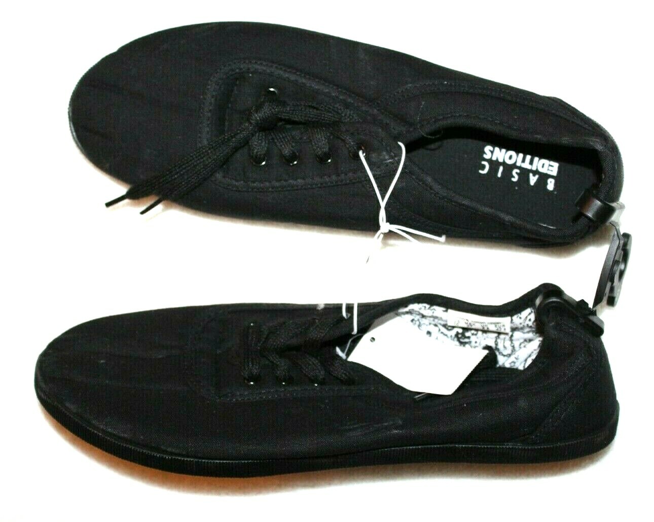 Basic Editions Women's Eavan Black Lace-Up Canvas Oxford Shoes Sneaker 6M-10M