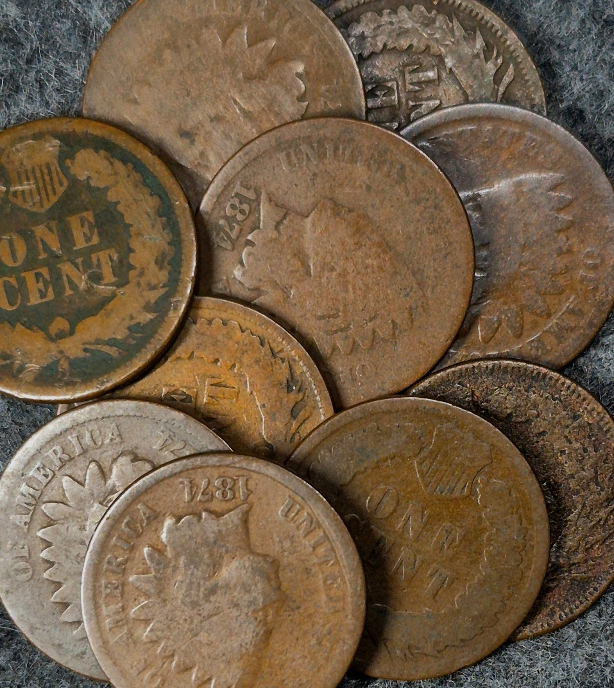 Lot of (1) 1874 Indian Head Cent AG (About Good) Average Circulated Condition