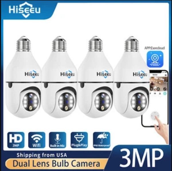 2PCS Dual Lens 3MP 360° Light Mini WiFi Camera Wireless Home Baby Pet Monitor