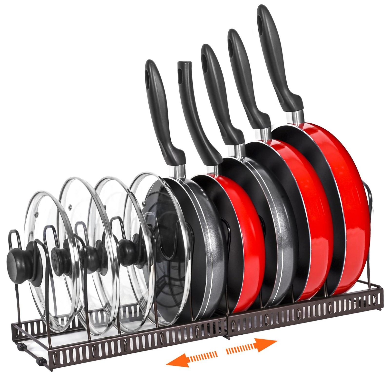 Pot Rack Organizer -Expandable Pot and Pan Organizer for Cabinet,Pot Lid Organiz