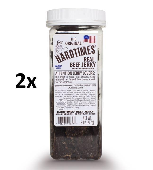 2x Hard times Beef Jerky Original Flavor 8 oz Jar (16 oz total)