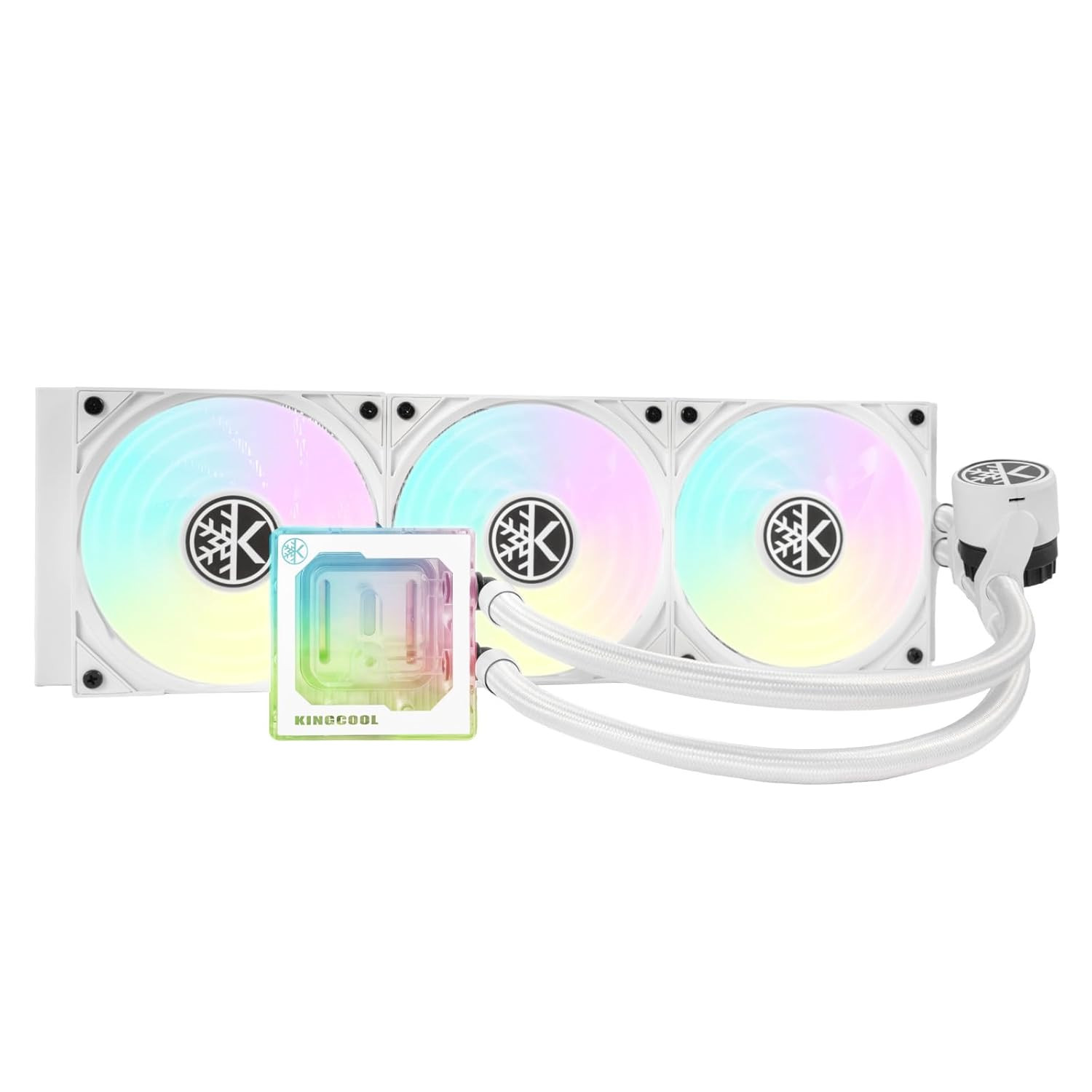 Pure Flow 360Mm AIO CPU Liquid Cooler, Enhanced 4500RPM Pump, Transparent Water