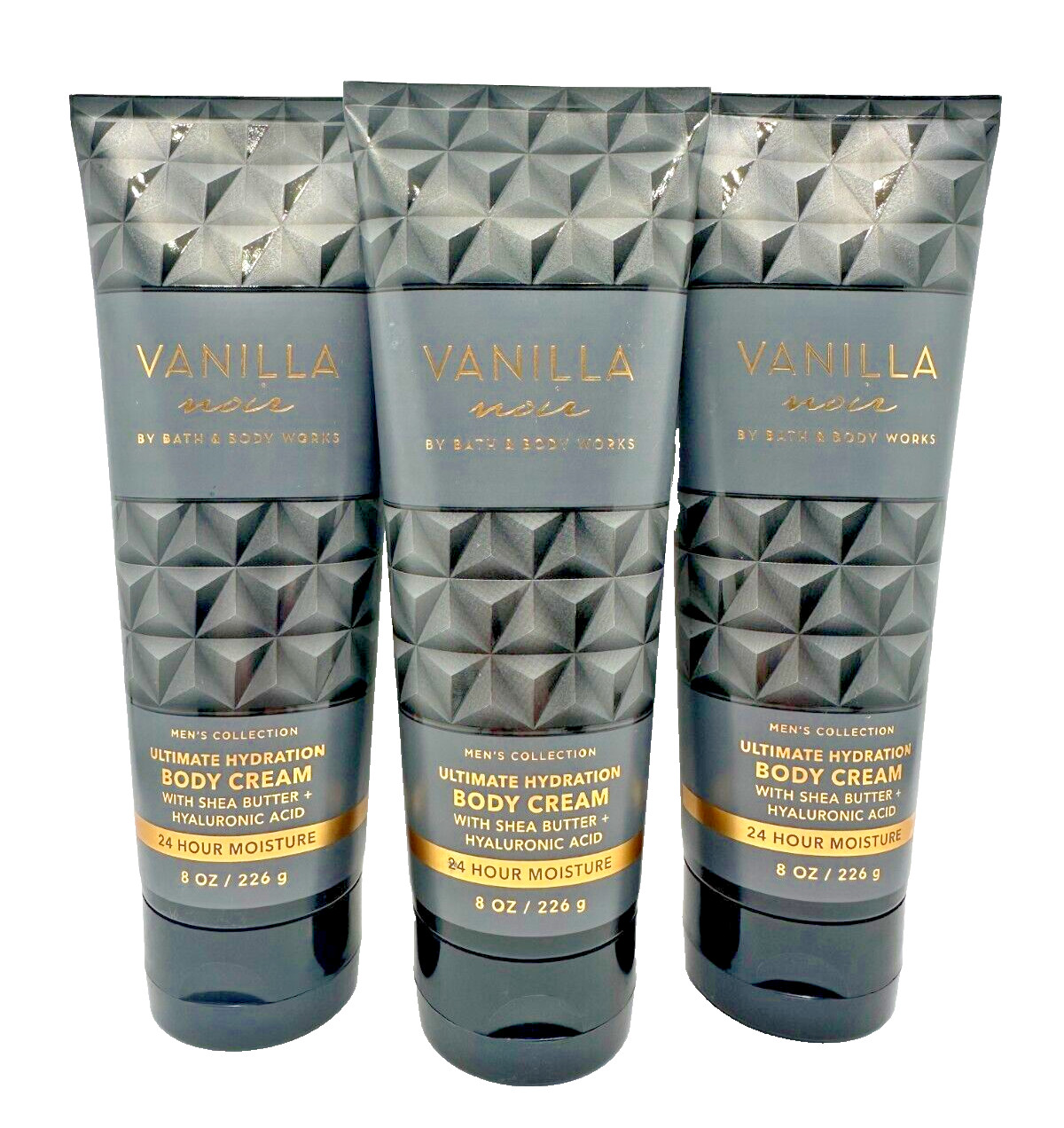NEW Bath & Body Works LOT 3 Men's Collection Vanilla Noir Body Cream Lotion 8 oz