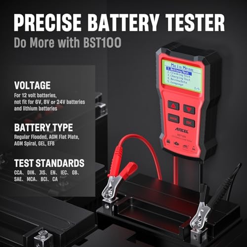 BST100 Car Battery Tester 12V, 100-2000 CCA Load Tester Digital Automotive