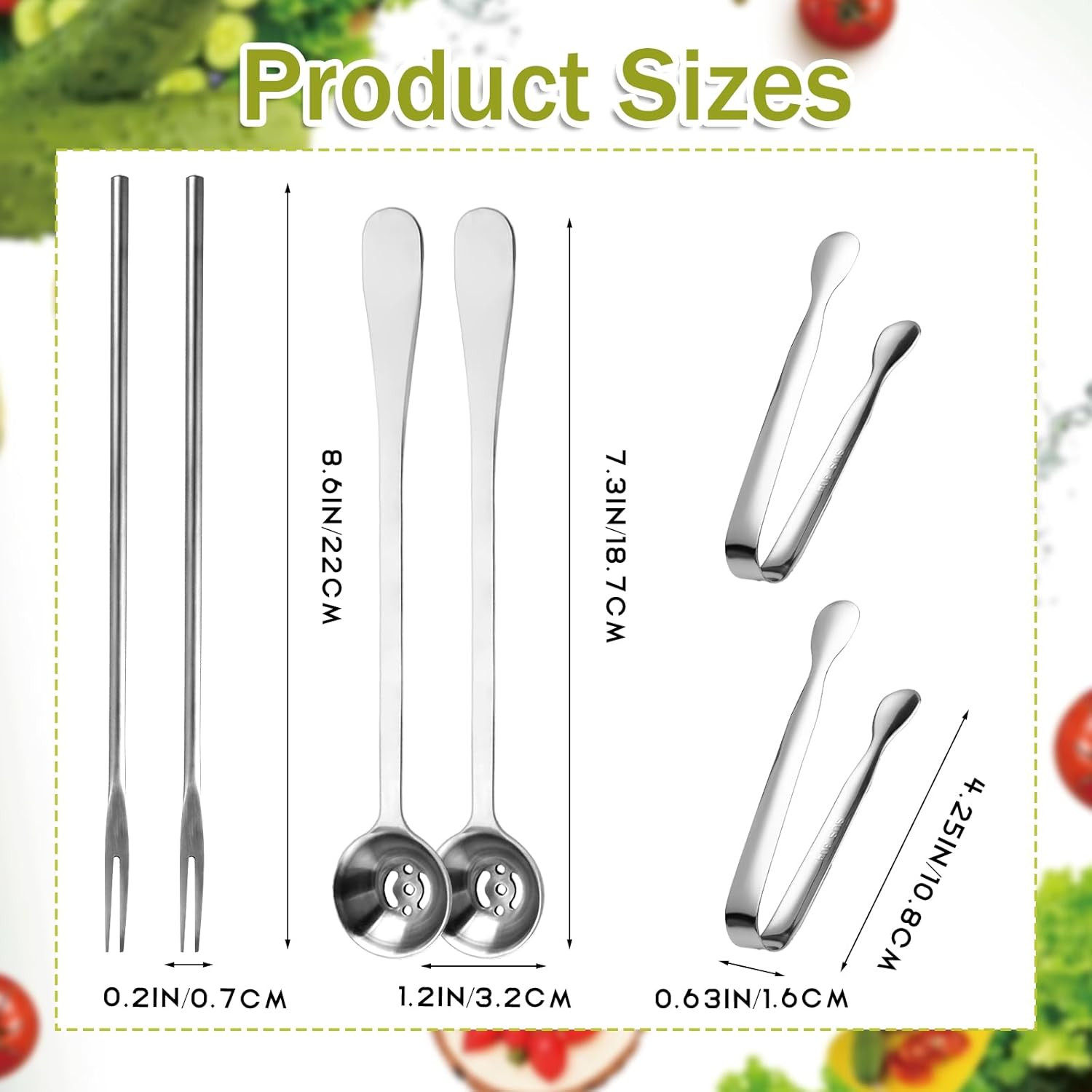 6 Pieces Long Handle Pickle Fork Olive Spoon with Drain Hole Strainer Kitchen Se