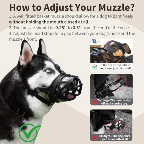 Dog Muzzle, Breathable Basket Muzzles for Small, Large and X Medium Black