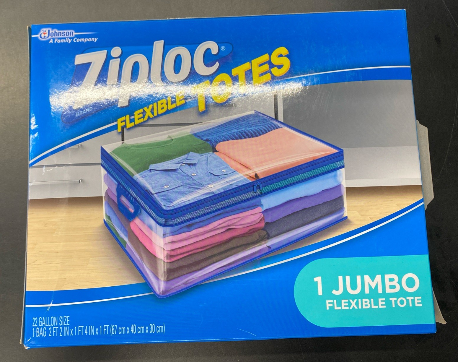 Ziploc Flexible Totes 1 Jumbo 22 Gallon Size - 1 Bag 2FT 2 IN X 1 FT 4 IN X 1 FT