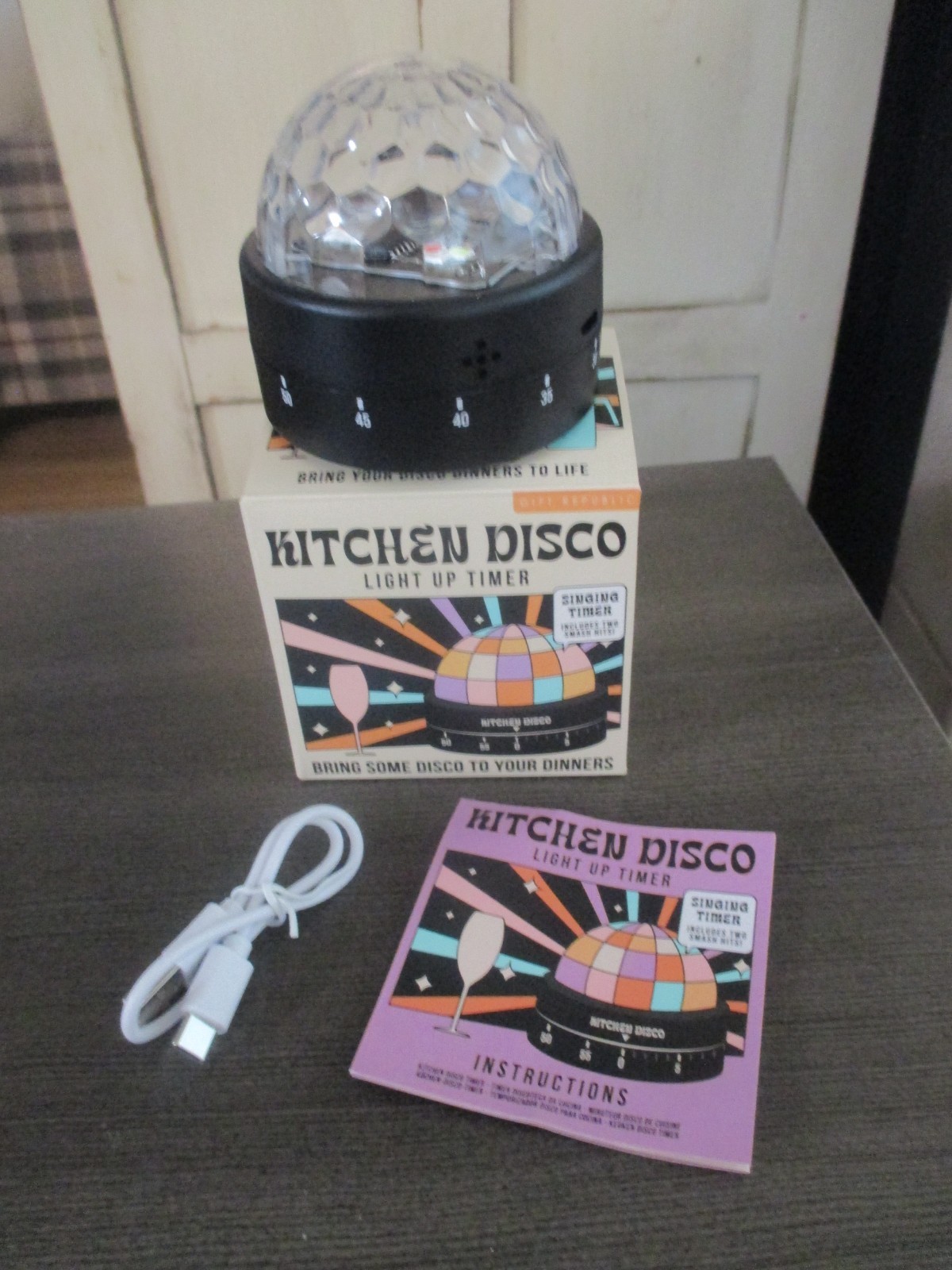 Kitchen Disco Ball Light-Up Singing Timer 60-Minute Cooking Novelty Gadget USB