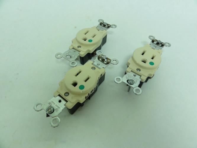 184342 New-No Box; Leviton NOM057 Lot-3 Receptacles; 15A; 125V