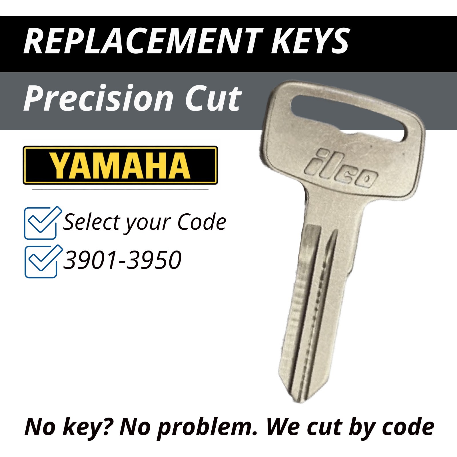 Yamaha Motorcycle Keys XS360 XS400 XS1100 MJ50 QT50 Key Cut to Code 3901-3950