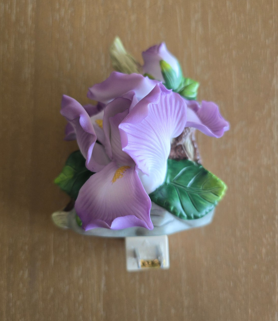 Vintage Porcelain Iris Flower Night Light, Tested Working, Original Box Gorgeous
