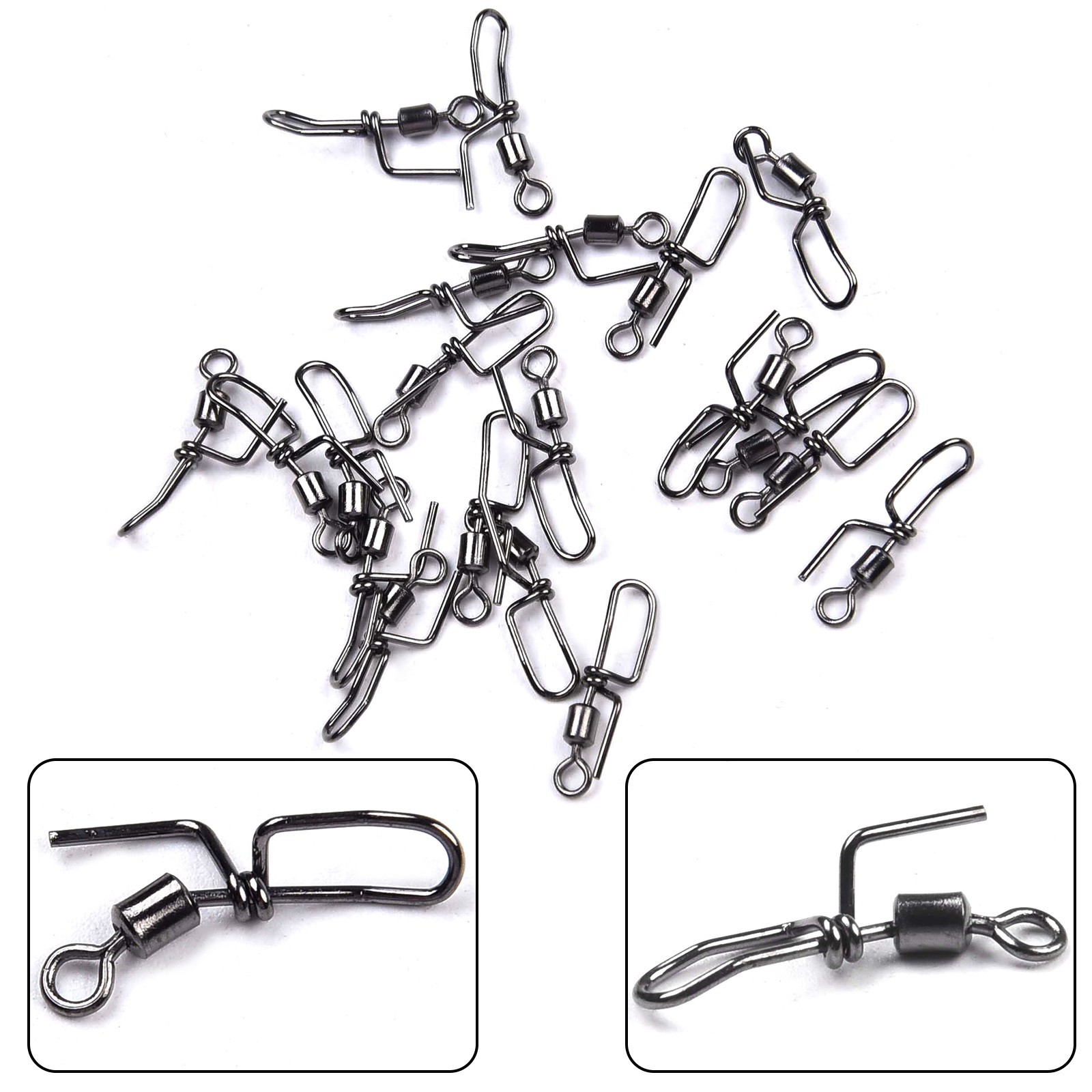 Easy to Use 20PCS Cascade Swivels for Sea Fishing Clip Down 304 Stainless Steel