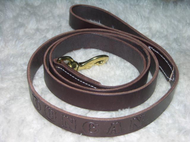 Leather Dog Leash Lead Personalized Amish Made 6' by 1" Large Size  Color Choice